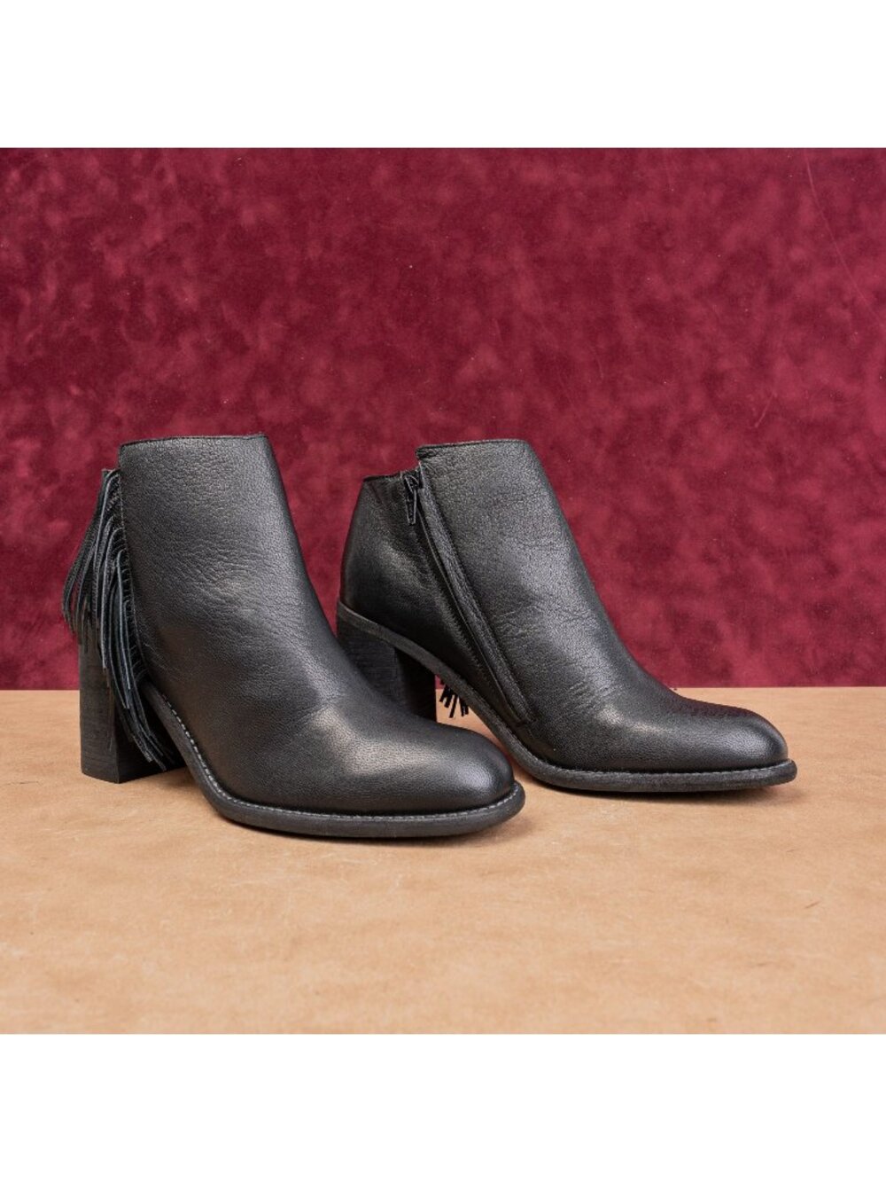 See By Chloe Women Modern Western Fringe Black Leather Boots 10-10.5US EUR 41
